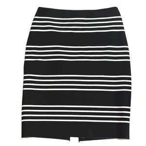 White House Black Market Black Pencil Skirt Women's Sz 6 Horizontal Stripes NWOT